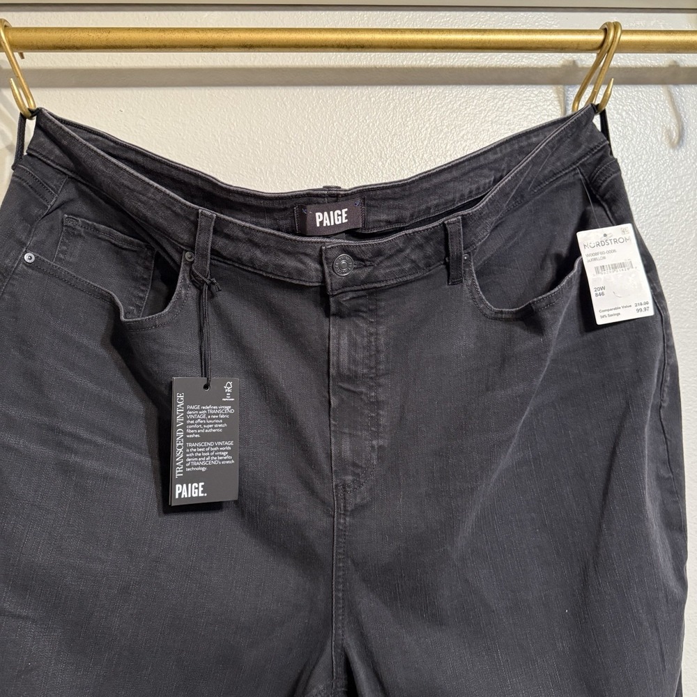 Paige Denim Sarah Slim Leg High Rise Black Willow Jeans Plus Size Women 20W - Picture 4 of 13